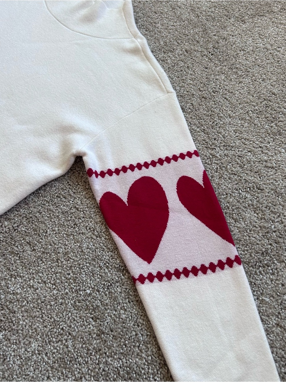 Maeve Anthropologie Women's S Ivory Red Heart Print Knit Mock Neck Sweater - Picture 8 of 13